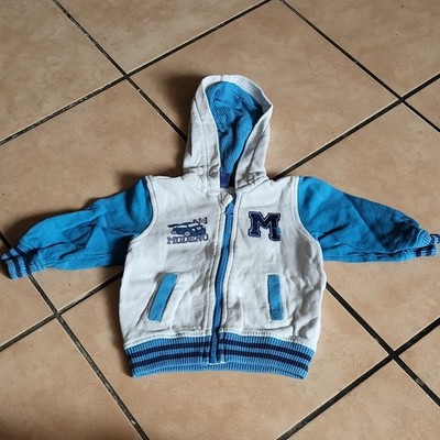 dopodopo newborn Baby Kapuzenjacke Reißverschluss Jersey Gr. 68 weiß/blau