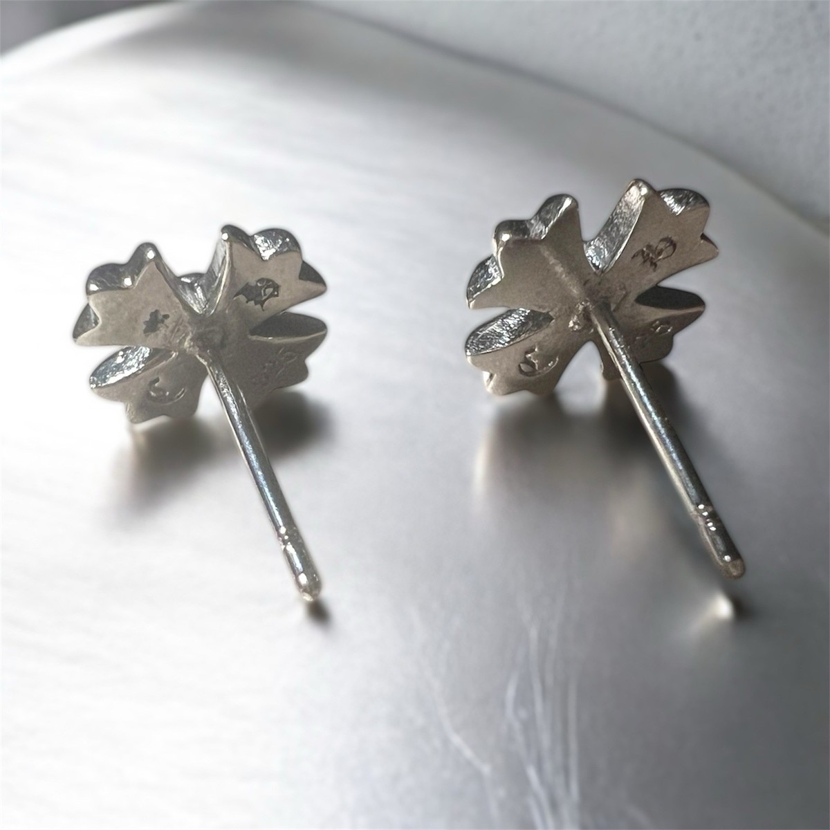 STERLING SILVER CHROME HEARTS CROSS BALL STUD EARRINGS.925 1/2