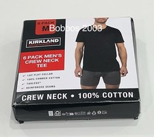 Kirkland Signature Men's 6-Pack Crew Neck Lightweight Tee, Black, Size M