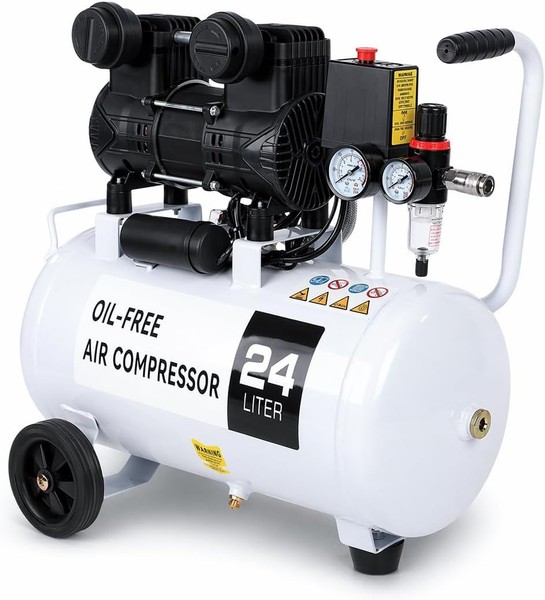 Druckluft Kompressor 1300W 24L 220L/Min 8 Bar ÖLfrei Mit Manometer-image