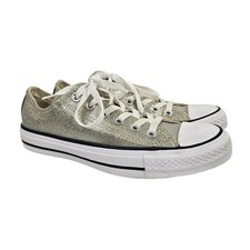 Converse All-Star Chuck Taylor Low Top Sneakers Women 7 Silver Glitter Shoes EUC