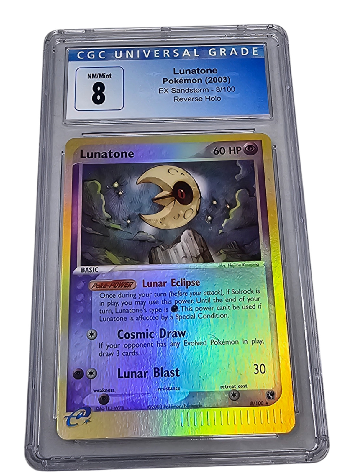 Lunatone 8/100 EX Sandstorm Reverse Holo CGC 8 NM/Mint 5175