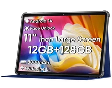 Android 15 Tablet 11" 12GB+128GB Octa-Core 8000mAh WiFi6 18W Face Unlock Blue