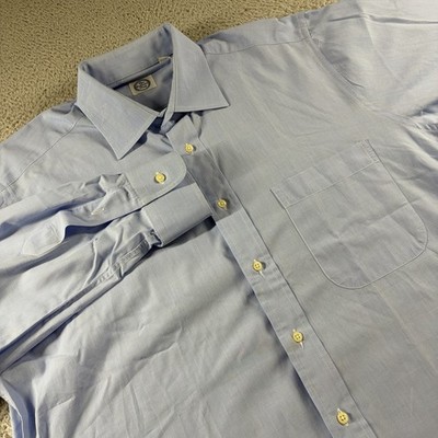 Andover Shop Dress Shirt Mens 16-34 Blue Glen Plaids 100% Cotton Made in USA