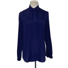 J. G. Hook blue long sleeves pleated blouse size 8