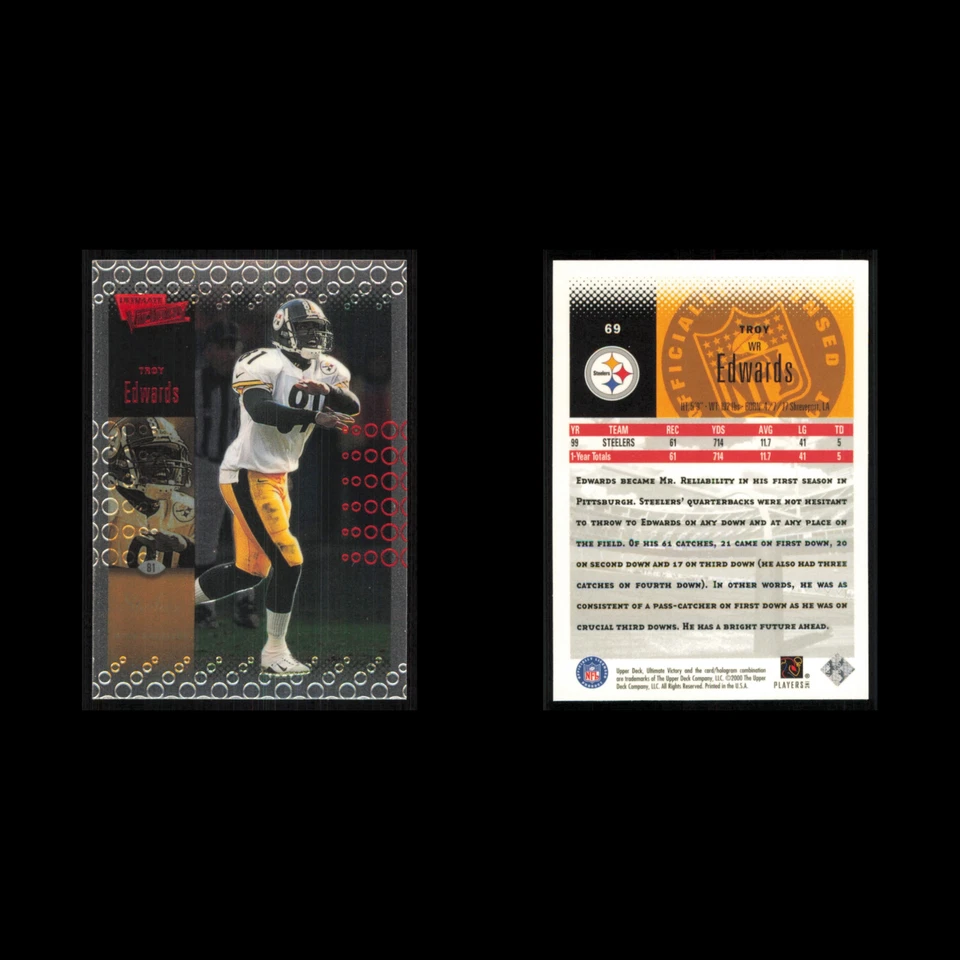 Troy Edwards #69 2000 Upper Deck Ultimate Victory Pittsburgh Steelers Football - Image 3 of 3