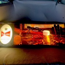 Vintage 1960’s Budweiser Beer Lighted Sign Rifle Safari Gun Hunt