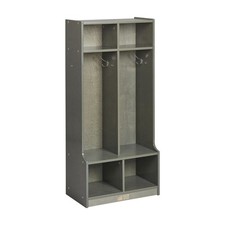2-Section Coat Locker with Bench and Cubby Storage, Classroom Furniture, Grey...