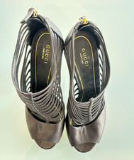 Gucci Black Leather Strappy Open Toe Stiletto...