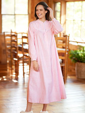 Lanz Vintage Floral Flannel Nightgown, Pink Floral