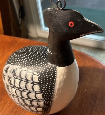 Vtg Carved Wooden Bird -Quail, Duck, Loon? Painted Folk Art Figure