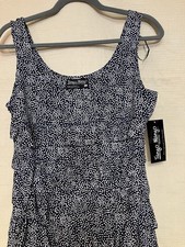 Tango Mango Layered Ruffle Sleeveless Black And White Dotted TankDress Sz Large