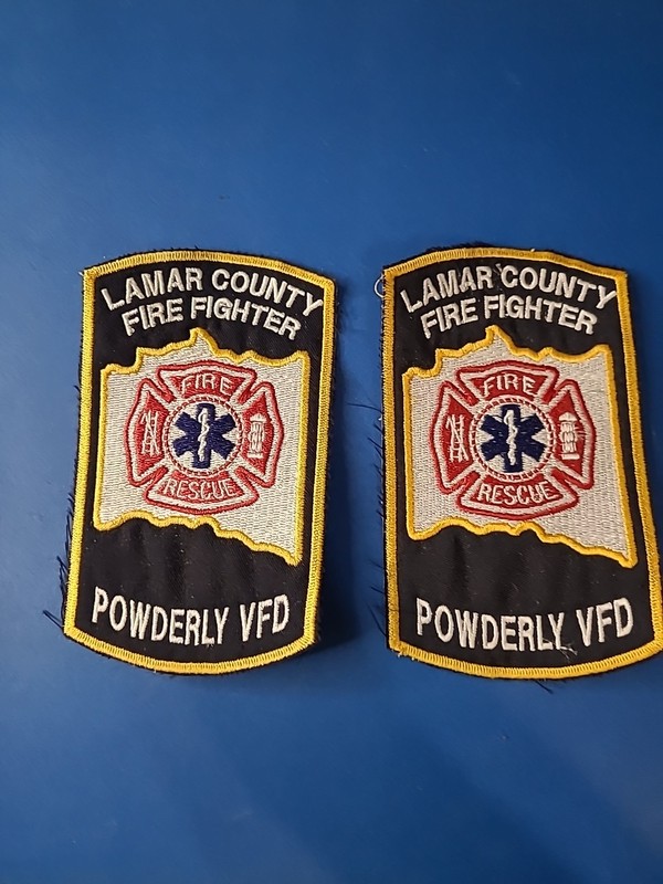 2 Lamar County Texas Firefighter Powderly Vfd Patches