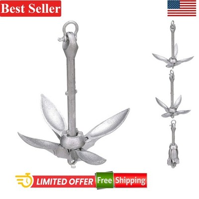 Grapnel Folding Anchor 3-lbs Galvanized Iron for Small Vessels and Dinghies