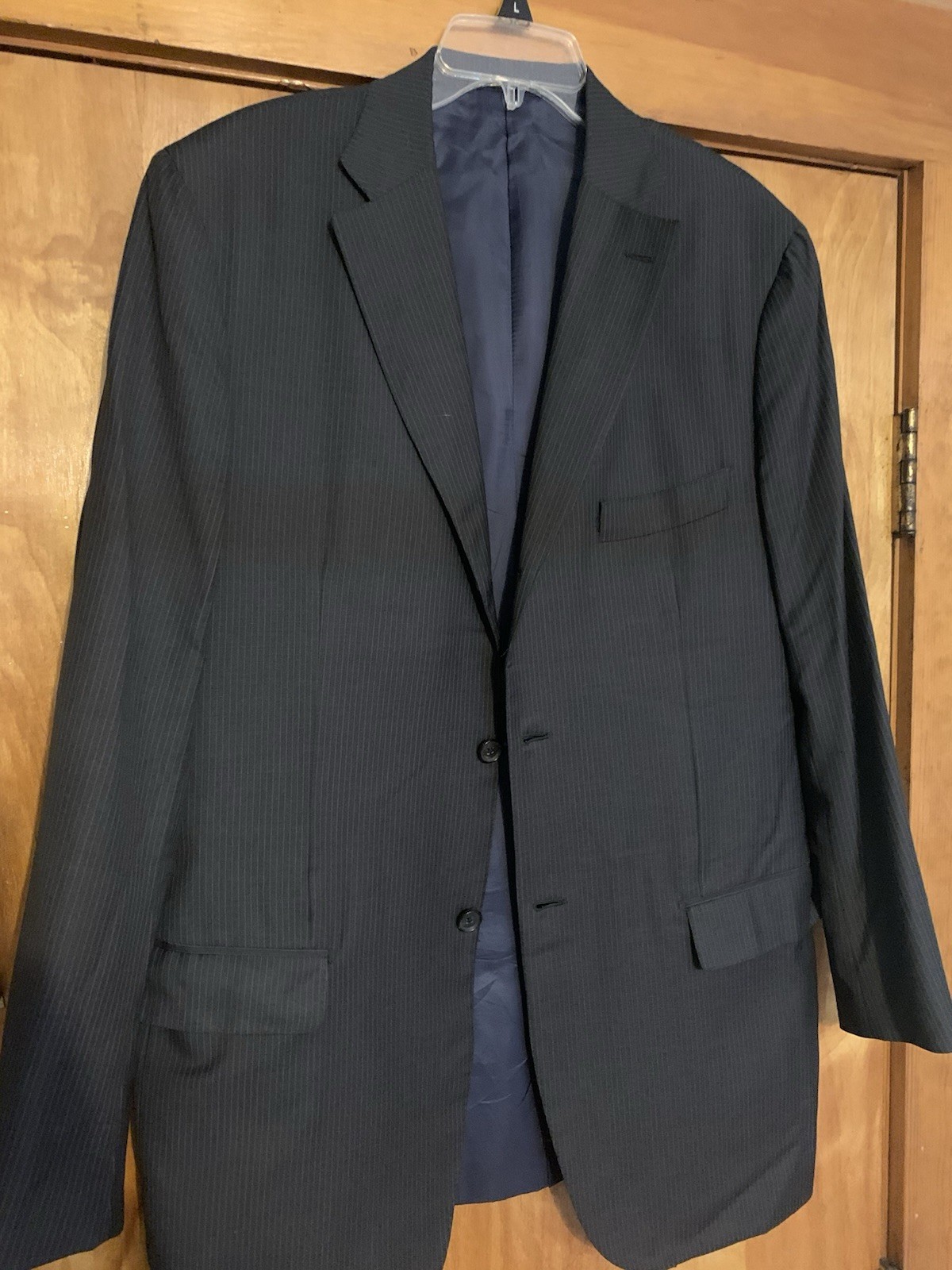 GIANLUCA NAPOLI BY ISAIA CHARCOAL PINSTRIPES SUIT 44L 36x31 MADE ITALY VGC!