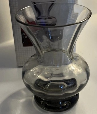 Wedgwood Kristallglas Adriana Midnight Vase Frank Thrower grau Vintage 80er