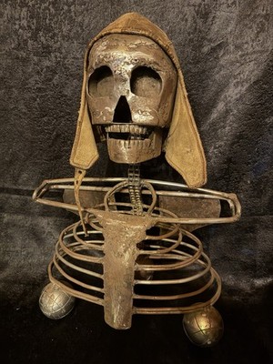 Vintage Skull Memento Mori Metal Sculpture WW2  Pilot Kamikaze  Oddities Trench