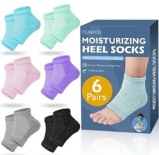 TEAWOO Moisturizing Heel Socks - 6 Pairs for Dry Cracked Feet, Toeless Socks ...