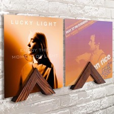 Vinyl Record Holder Set : Vinyl Wall Mount for Record Display, Pine Wood Album