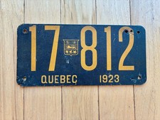 1923 Quebec Fiberboard License Plate