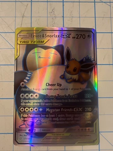 Custom Eevee & Snorlax Gx Fun Fan Art Pokemon Card