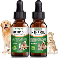 Hemp Oil for Dogs Cats - 2 Pack 1500Mg - Separation Anxiety, Joint Pain, Stress