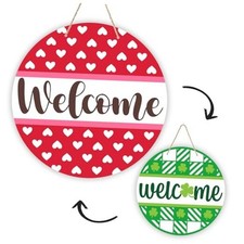 Welcome Valentine Day Door Decoration Sign,St Patricks Day Door Hanging Color A