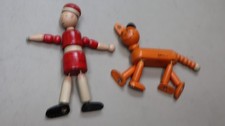 Two 1930's JAYMAR Little Orphan Annie & Sandy Wooden Jointed Made in USA Dolls