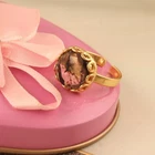Black Rutile Gold Plated Fashion Jewelry Statement Adjustable Ring For Her
