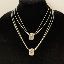 NWOT Uno de 50 Double Strand Layered Necklace w /2 Swarovski Crystal Pendants