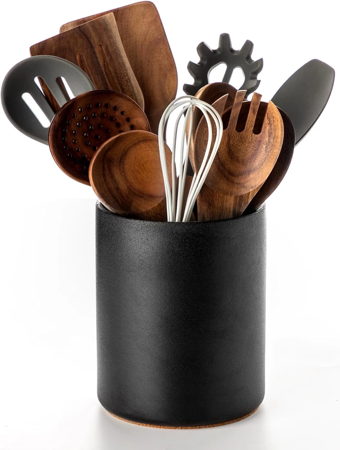 Utensil Holder, 6.4" Ceramic Kitchen Utensil Holder with Countertop-Protection C