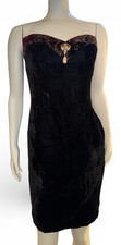 Vintage Scott McClintock Black Velvet Embroidered Evening Gown Jeweled Sz 10