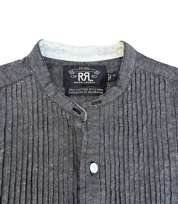 Ralph Lauren Double RL Black Chambray Linen Cotton Pintuck RRL 
