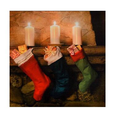 Leinwandbild Weihnachten 30 cm x 30 cm LED beleuchtet - Strumpf DP14