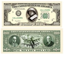 Pack of 10 - World War II Commemorative Million Dollar Novelty Dollar Bill
