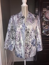 NWOT Alfred Dunner Women  s Open Front Blazer Jacket Pastel Floral Print Size 12
