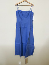 Reformation Christen Linen Dress Size 12 Color Dusk Blue NWT
