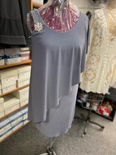 TheaDora Charcoal Grey Short Prom Cocktail Evening Dress Stretch size 14