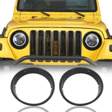  Matte Black Headlight Bezels Cover Trim for 1997-2006 Jeep Wrangler TJ (Pair)