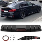 For 5 Series G30 530i 540i Sedan Rear Bumper Diffuser Shark Fins Spoiler Black