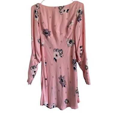 Free People A-Line Baby Pink Dress Floral Pink Slit Arms Mini Size 2 | eBay