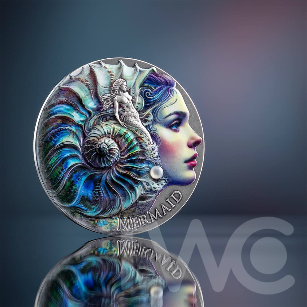 Mermaid Nature Spirits 2 oz Antique finish Silver Coin CFA Cameroon 2025