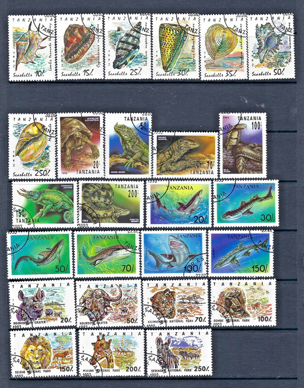TANZANIA 1992-1993 #940-946, #1128-1133, #1136-1141, #1185-1191 CTO Assortment