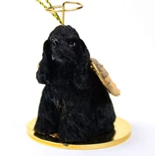 Cocker Spaniel Ornament Angel Figurine Hand Painted Black