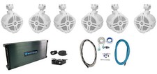  6 Rockville RWB70W White 6.5" Marine Wakeboard Swivel Tower Speakers Amplifier