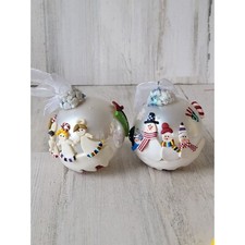 Snowman family Angel ball ornament candy cane set Xmas unique