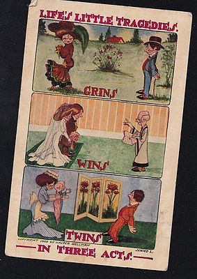 Vintage Antique Postcard Life's Little Tragedies in Three Acts 1911 Postmarked
