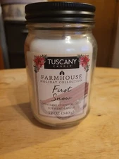 TUSCANY CANDLE FARMHOUSE COLLECTION MASON JAR FIRST SNOW CHRISTMAS CANDLE NEW