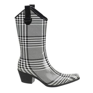 plaid rubber boots