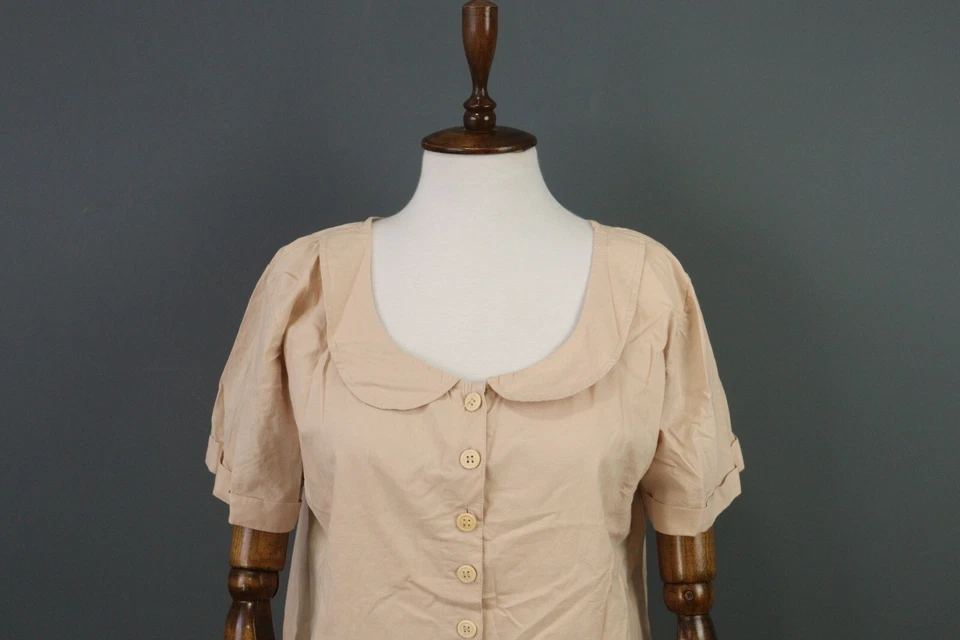 EWA I WALLA Peach Short Sleeve Peter Pan Collar A-Line Tunic Dress Size S - Image 2 of 4